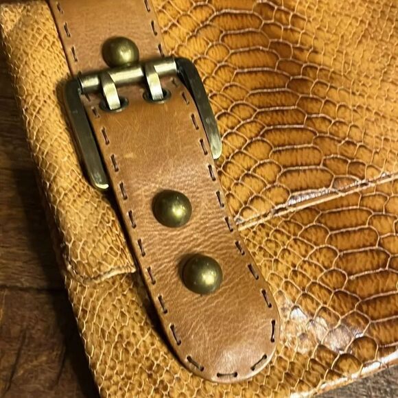 Carla Mancini Snakeskin/Leather Brass Buckle/Hardware Clutch! - Picture 2 of 6